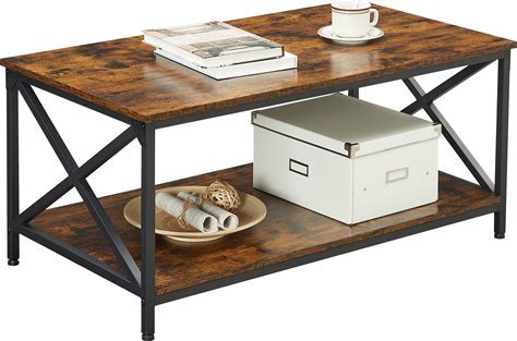 VASAGLE Industrial Coffee Table with Storage Shelf