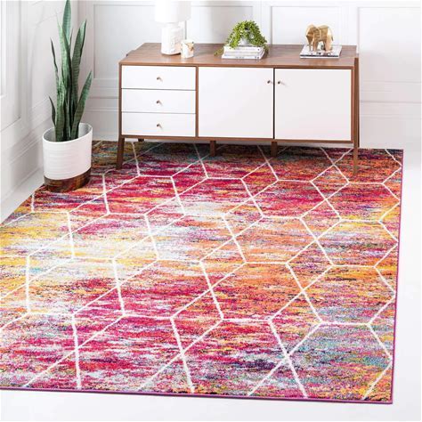 Unique Loom Trellis Frieze Collection Lattice Moroccan Rug